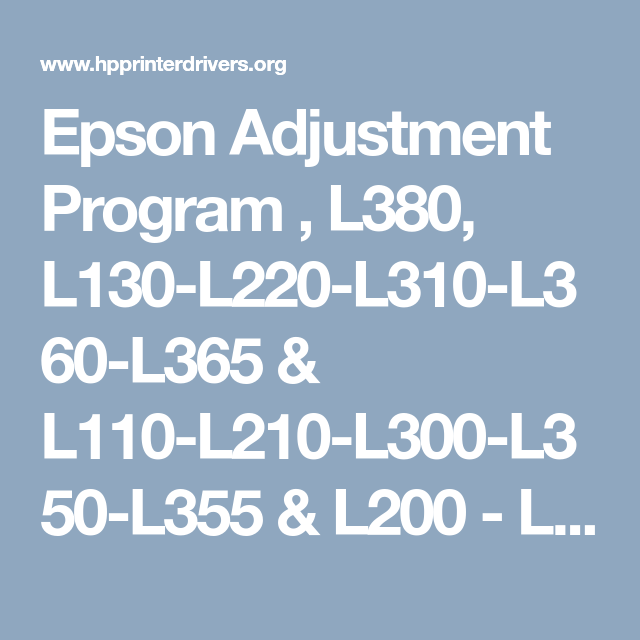epson adjustment program l360 software free download